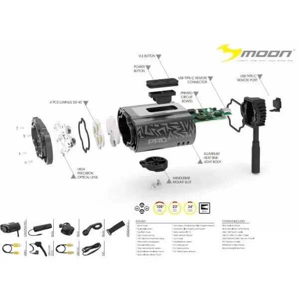 Moon Canopus Pro 6000 Lümen Şarjlı Bisiklet Ön Far