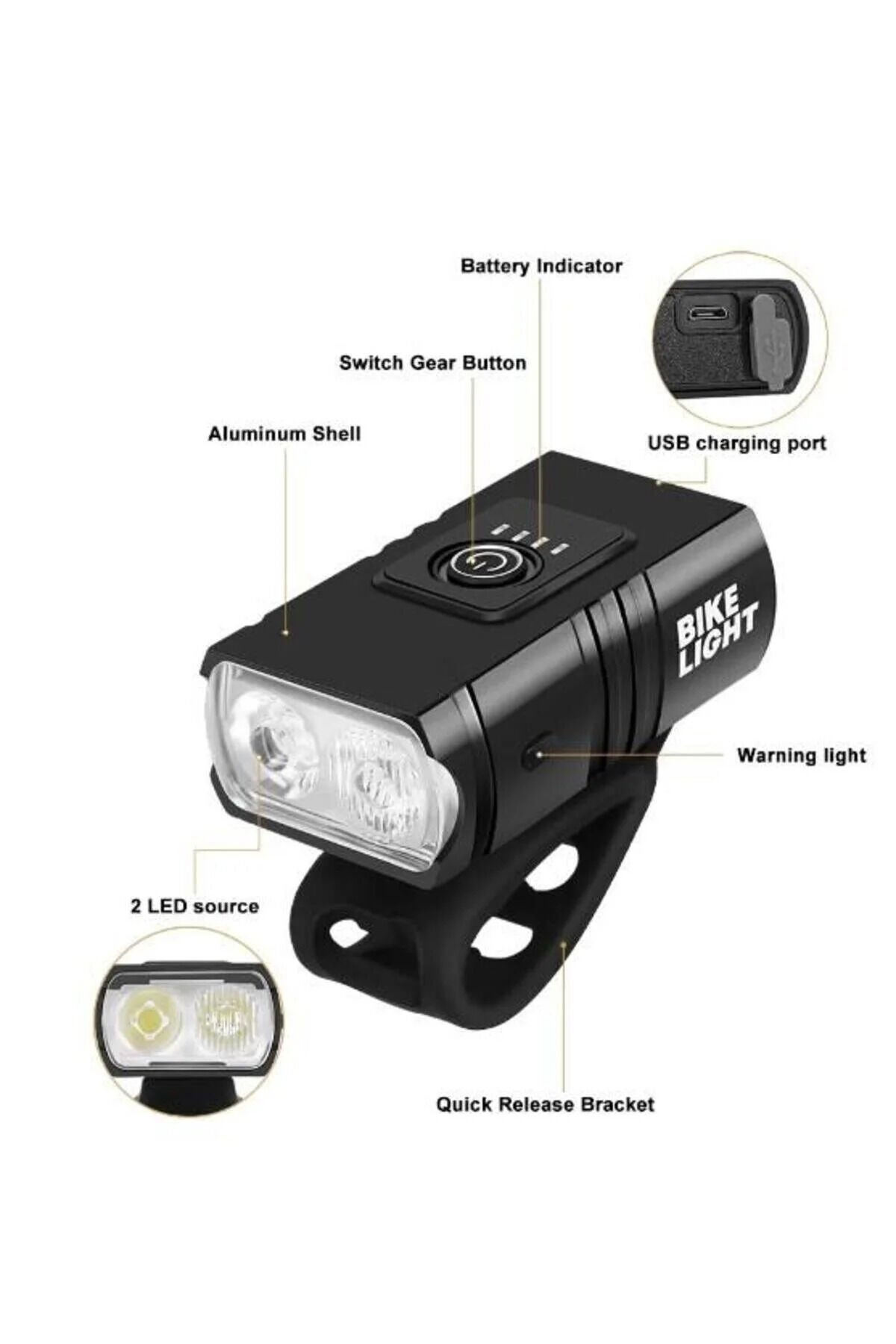 X-Bicycle 6050 Usb Şarjlı Bisiklet Ön Far 120 Lümen