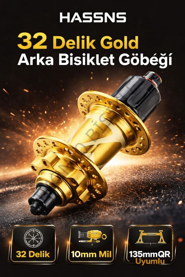 HASSNS Pro7 32 Delik Sarı Arka Bisiklet Göbeği