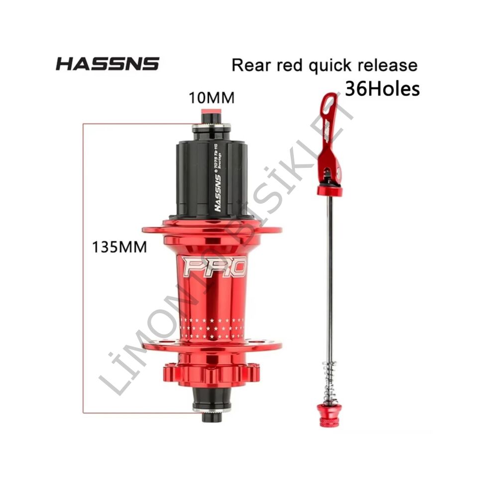 HASSNS Pro7 32 Delik Kırmızı Arka Bisiklet Göbeği