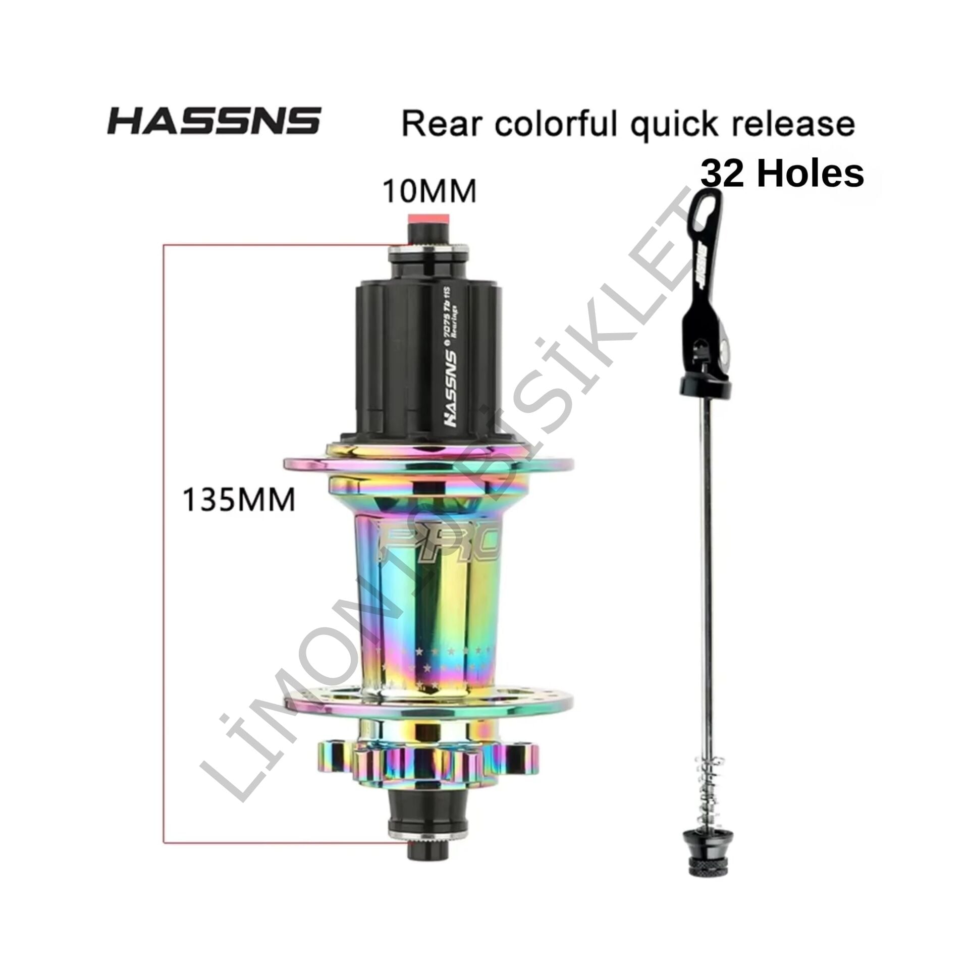 HASSNS Pro7 32 Delik Rainbow Arka Bisiklet Göbeği